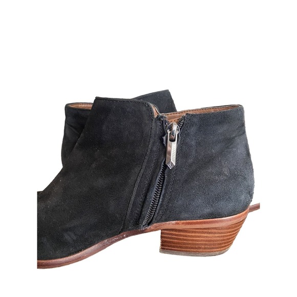 Sam Edelman‎ Petty Black Suede Rounded Toe Stacked Block Heel Ankle Booties Sz 8 - Picture 3 of 5